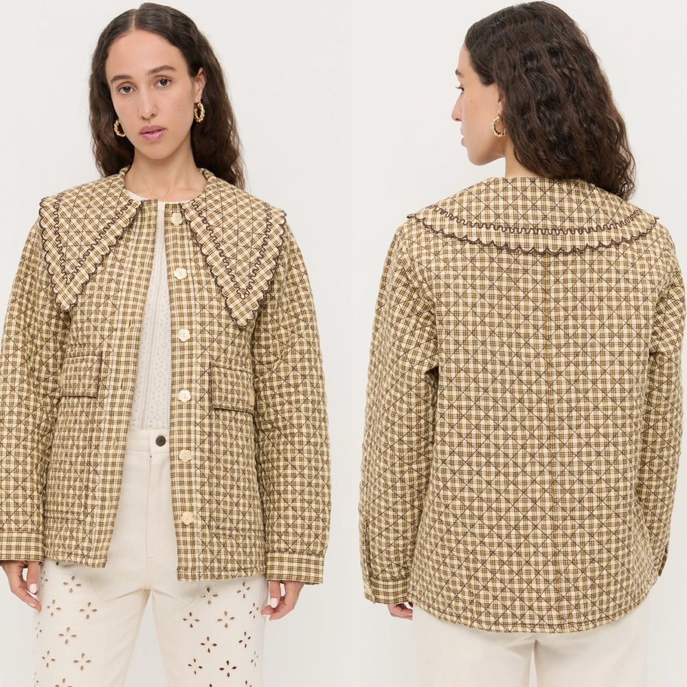 Loeffler Randall Quilted Jacket in Beige and Brown